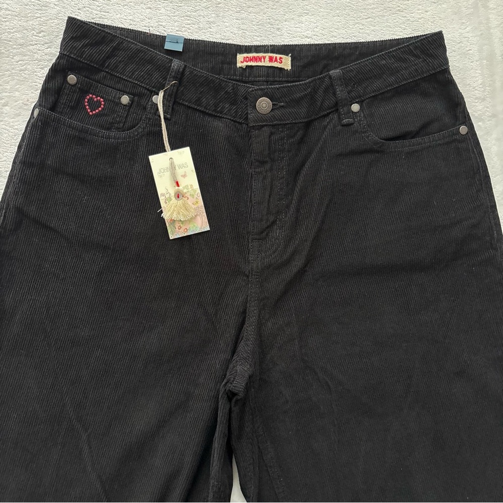 JOHNNY WAS Suki Wide Leg High Rise Black Corduroy Jeans--NWT--31 - Picture 4 of 16